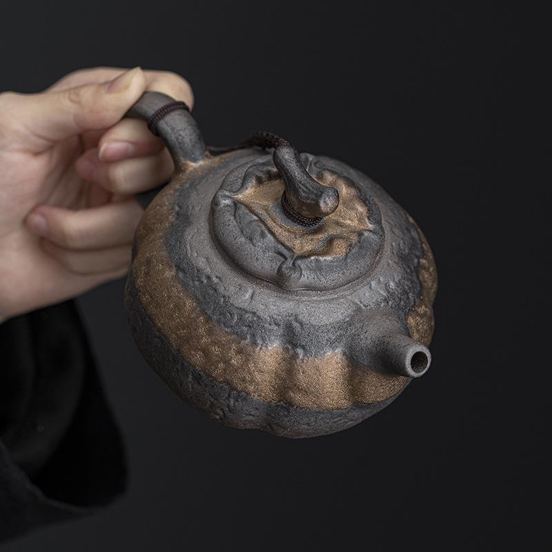 270ml Vintage Gilded Teapot Household Handmade Coarse Pottery Tea Brewer Kung Fu Tea Set