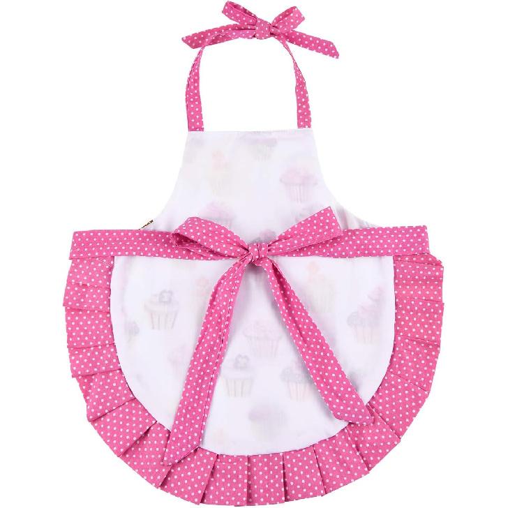 Cupcake Kids Apron, Pink Baking Bib Apron for 2-6 Years Child, Adjustable Kitchen Apron for Little Girls, Cooking, Daughters, Gardening, Toddler Gift