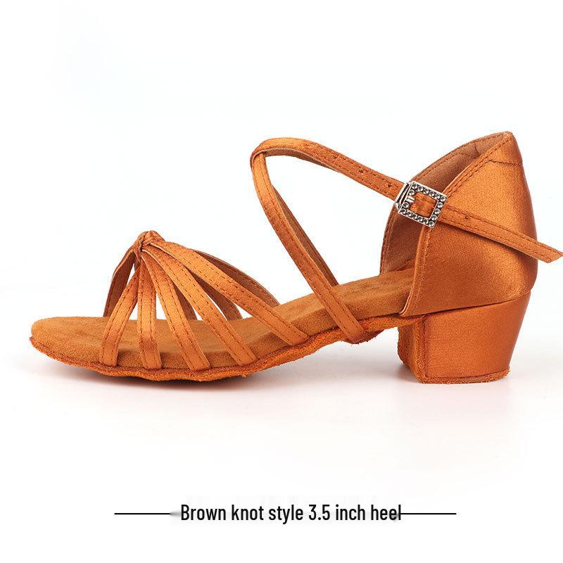 Professional Latin Dance Shoes for Girls and Adults - Mid To Flat Heel, Exam-Level Cha-Cha Shoes, White