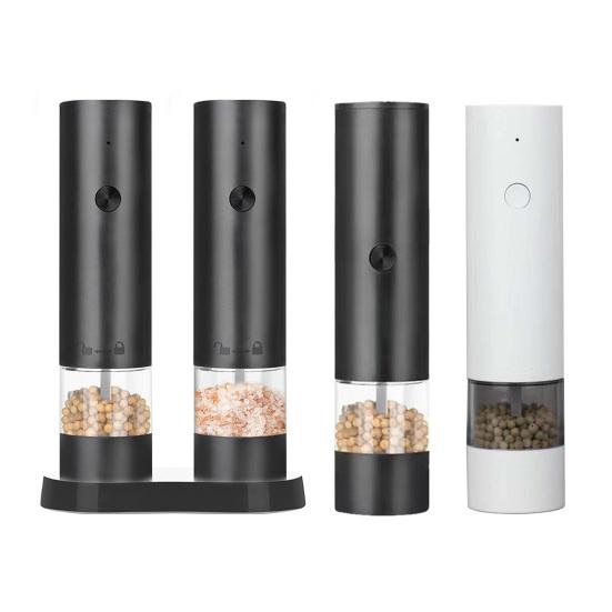 Elektrisches Salz- und Pfeffermühlen-Set mit eingebauter LED-Leuchte, einstellbare Mahlgrad, Gewürzmühle, wiederaufladbar, Küchenutensilien, Geschenk