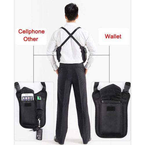 Anti-theft Hidden Underarm Strap Wallet Holster, Nylon, Leisure, Outdoor, Double Shoulder Pockets, Secret Service Tactical Bag (Black)