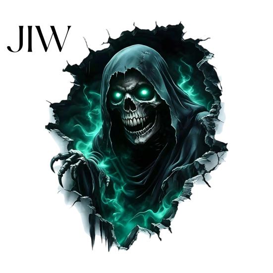 Removable Wall Art Halloween Theme Sticker, Horror Skull Decal, Waterproof Self-adhesive Haunted House Supplies Art, for Home Living Room Bedroom And