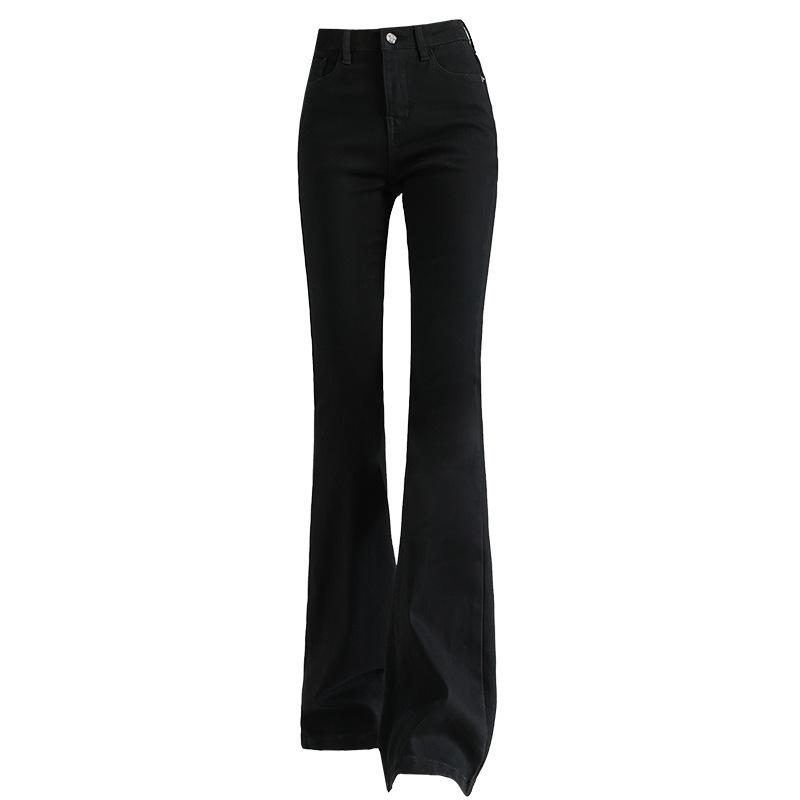Women's Black High-Waist Micro-Flare Jeans - 2026 Summer Slimming Stretch Petite Style