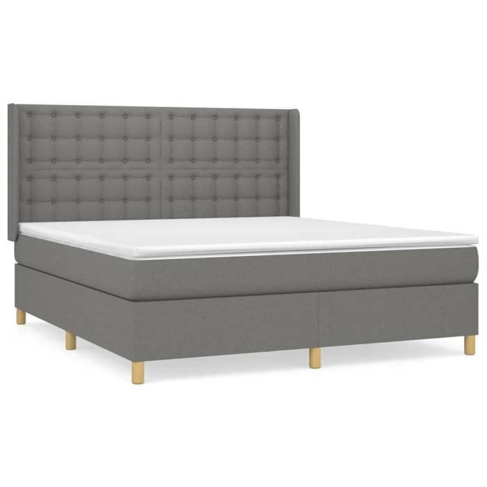 Maison Exclusive - Sommier à lattes de lit avec matelas Gris foncé 160x200cm Tissu