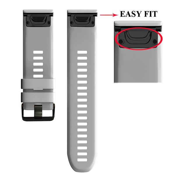 

26mm 22mm Quick release Watchband For Garmin Fenix 7X 6X Pro 5X 3 3HR Silicone Easy Fit Wrist Band for Garmin Fenix 7 Fenix 6 5 20mm Fenix 5s 6s 7s сірий колір