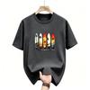 Summer American Unisexs Beach Surfboard Sunset Scenery Print Soft and Breathable Round Neck Tshirt Outdoor Casual Top