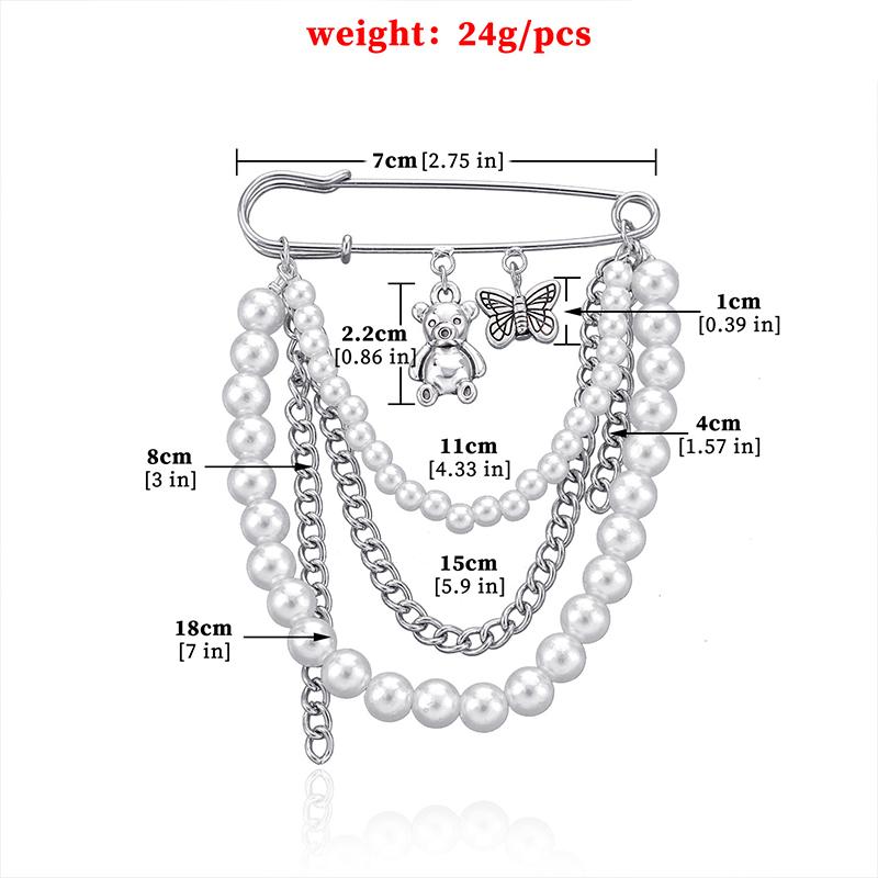 Elegant Pearl Chain Tassel Brooch Fashion Women Clothing Decor Accessories Jewelry Pin Pants Waist Adjust Pins Bag Pendant Gifts