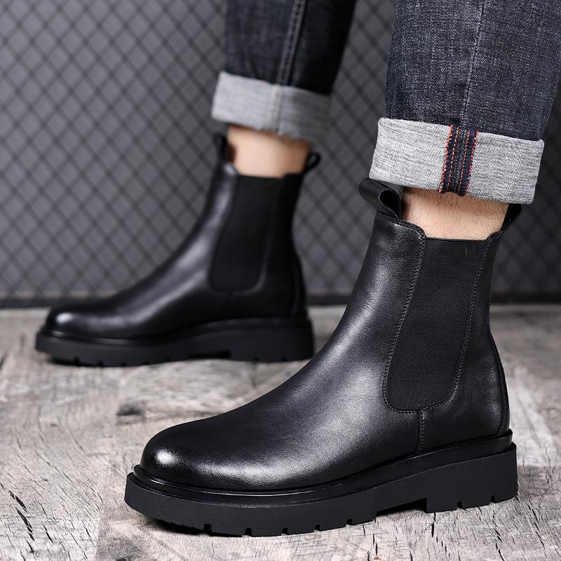 Men's Chelsea Boots, Autumn/Winter British Style, Plus Velvet Mid-High Martin Boots