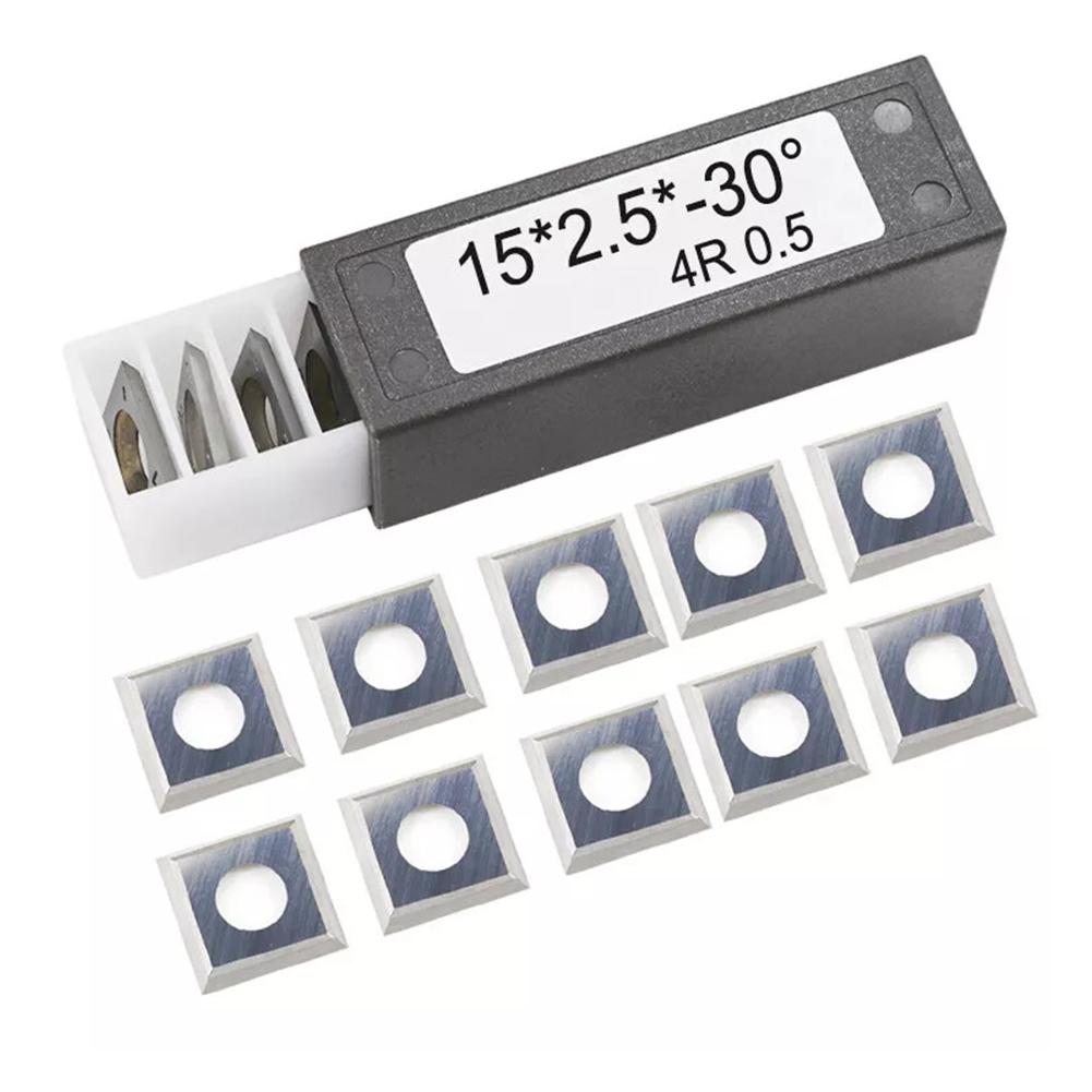 10-pack Fyrkantiga Hårdmetallskär för Trä svarv Vändverktyg 15mm x 15mm x 2 5mm med 30 graders skärvinkel