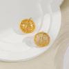 Sparkling Rhinestone Golden Stud Earrings Hollow Weaving Hemispheres Zircon Statement Earring Summer Versatile Women's Jewelry