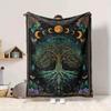 1Pc Tree Life Moon Phases Blanket Soft And Comfortable Casual Warm Camping Travel Christmas Halloween Xmas Gift M924455