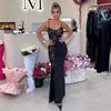 2026 Spring Elegant Lace Low-cut Sexy See-through Spaghetti Strap Dress for Women