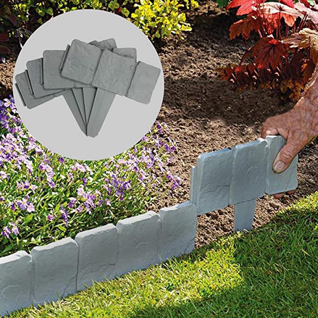 20 Pezzi Bordo Per Giardino Effetto Pietra Grigio 25x23 Cm - Recinzione Flessibile In Plastica PP Per Aiuole E Prati - Delimitatore Facile Da Montare