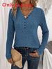 Elegant Long Sleeve Knitted T Shirt For Women With Splicing Details For Winter Casual Wear