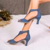 Fashion Women Denim Rome Sandals High Heels Sexy Women Summer Designer Party Shoes Dress Open Toe Slippers  Brand Slides Femme Pumps