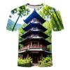 2024 Summer New 3D Printed Short Sleeved Personalized Creative Trend Bamboo Forest Series Men's and Women's Round Neck T-shirt