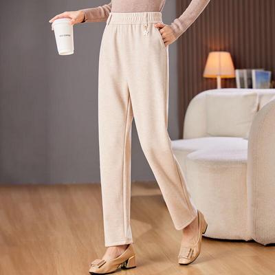 Past Women's Casual Warm Elastic Straight-Leg Trousers