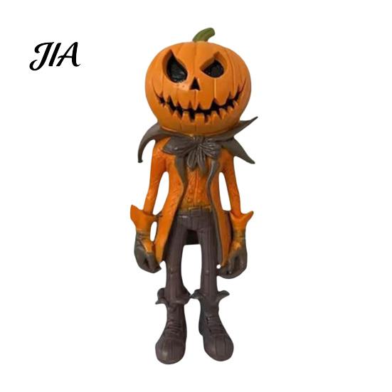 Binnen Buiten Decoratie Hars Pompoenman Ornament, Handgemaakt Bureau Beeldje, Creatieve Kleine Halloween Cadeau Beeldjes voor Huis Kantoor Woonkamer
