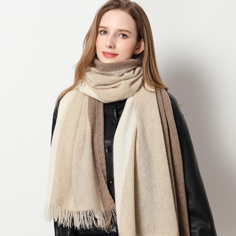 High-end 100% cashmere scarf women's autumn and winter men's thickened warm versatile cashmere shawl high-end free scarf