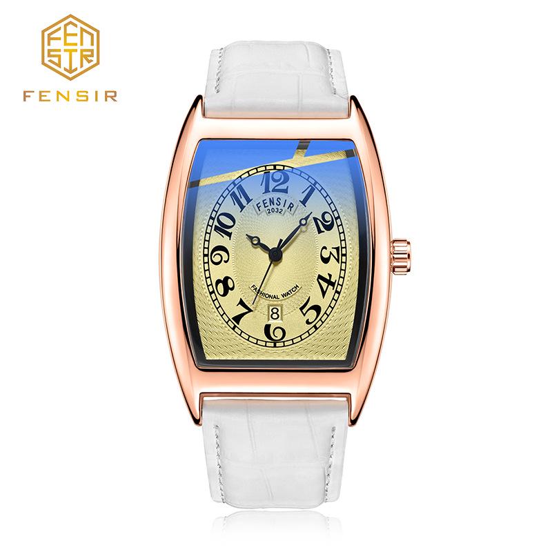 Fins Men's Tonneau Classic Blue Light Retro Business Waterproof Quartz Watch