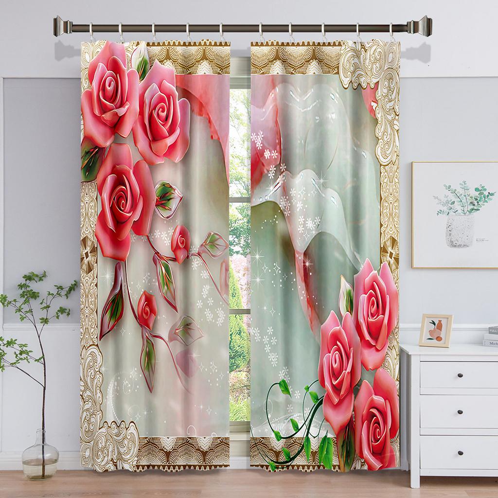 Květinové okenní závěsy Reliéfní květiny Fialové květiny Luxusní a elegantní Tenké závěsy pro dekor obývacího pokoje Dekor ložnice