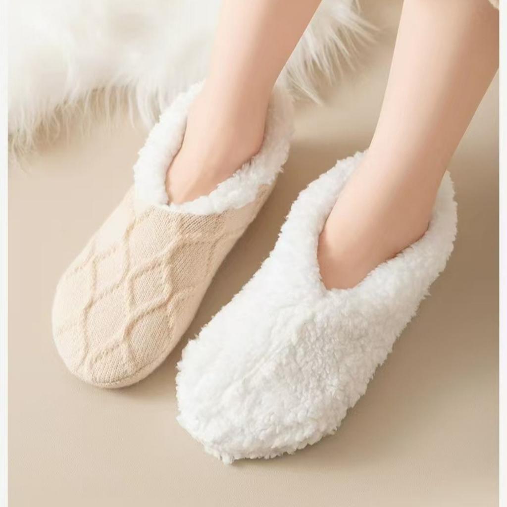 Chaussettes de sol, Peluche, Épaissies, Chaussettes chaudes, Pour femmes, Maison, Antidérapantes, Chauffe-pieds, Chaussettes en laine