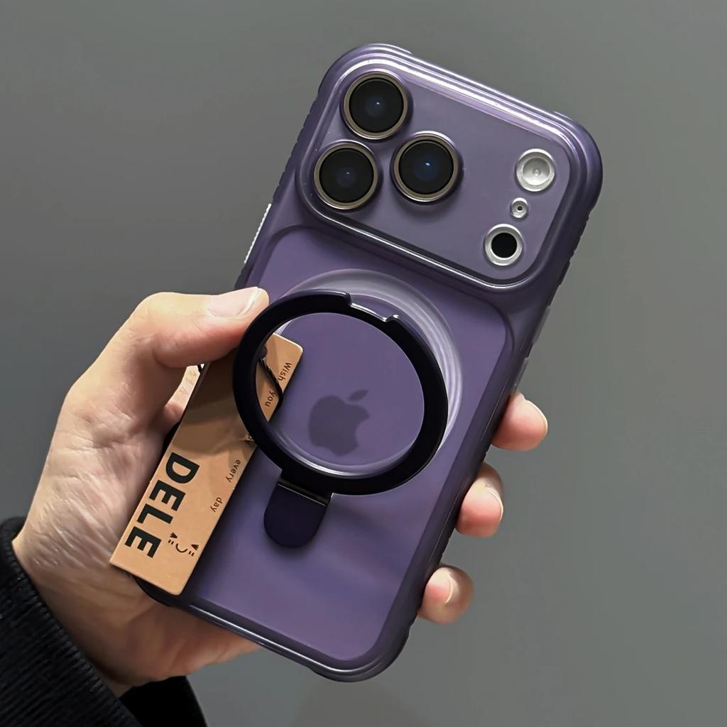 Matte Magnetic For Magsafe Wireless Charge Case For iPhone 17 16 15 14 13 12 11 Pro Max Plus Bracket Stand Holder Clear Cover