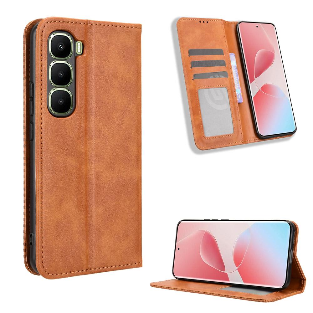 Flip Cases für Infinix Hot 60 Pro+ Plus PU-Leder Ganzkörperschutz Stoßfest Langlebig Retro Handyhülle