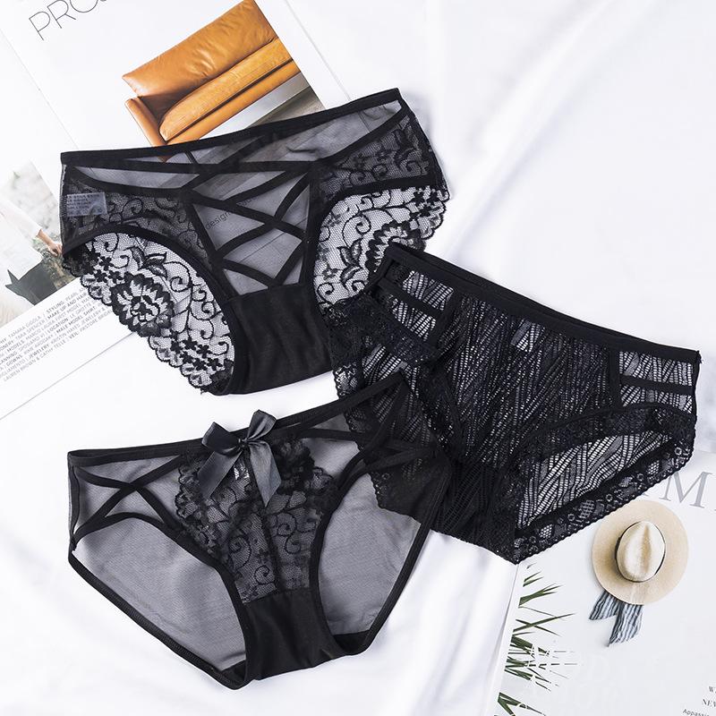 Lace Mesh Women's Low Waist Butterfly & Flower Panties