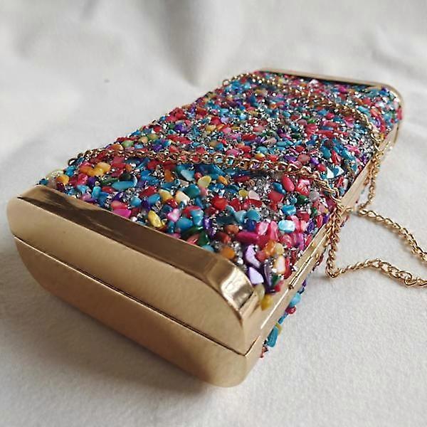 Colorful stone shell stone diamond bag dinner bag