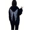 2025 New Arrival Wings Print Back Hoodies Casual Drawstring Sweatshirt Harajuku Aldult Teen Unisex Hoodie Clothing