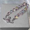 Premium Natural Crystal Bead Necklace & Custom Pink Diamond Bracelet for Women