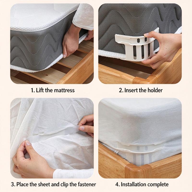 4Pcs Invisible Elastic Bed Sheet Clips Anti-Slip Corner Fastening Bands For Mattress Cover Home Fixing Devic