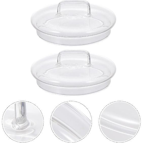 Hemoton Glass Jar Replacement Covers 2pcs Beverage Dispenser Lid Glass Replacement Lid for Beverage Food Storage Jar Glass Jar