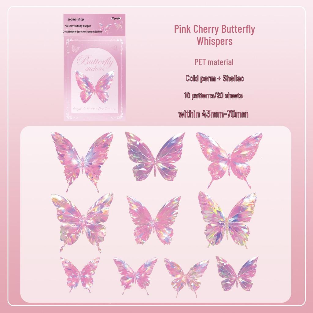 Zaomo Crystal Butterfly Sticker Pack - Shell Light Hot Stamping Decorative Scenery Stickers