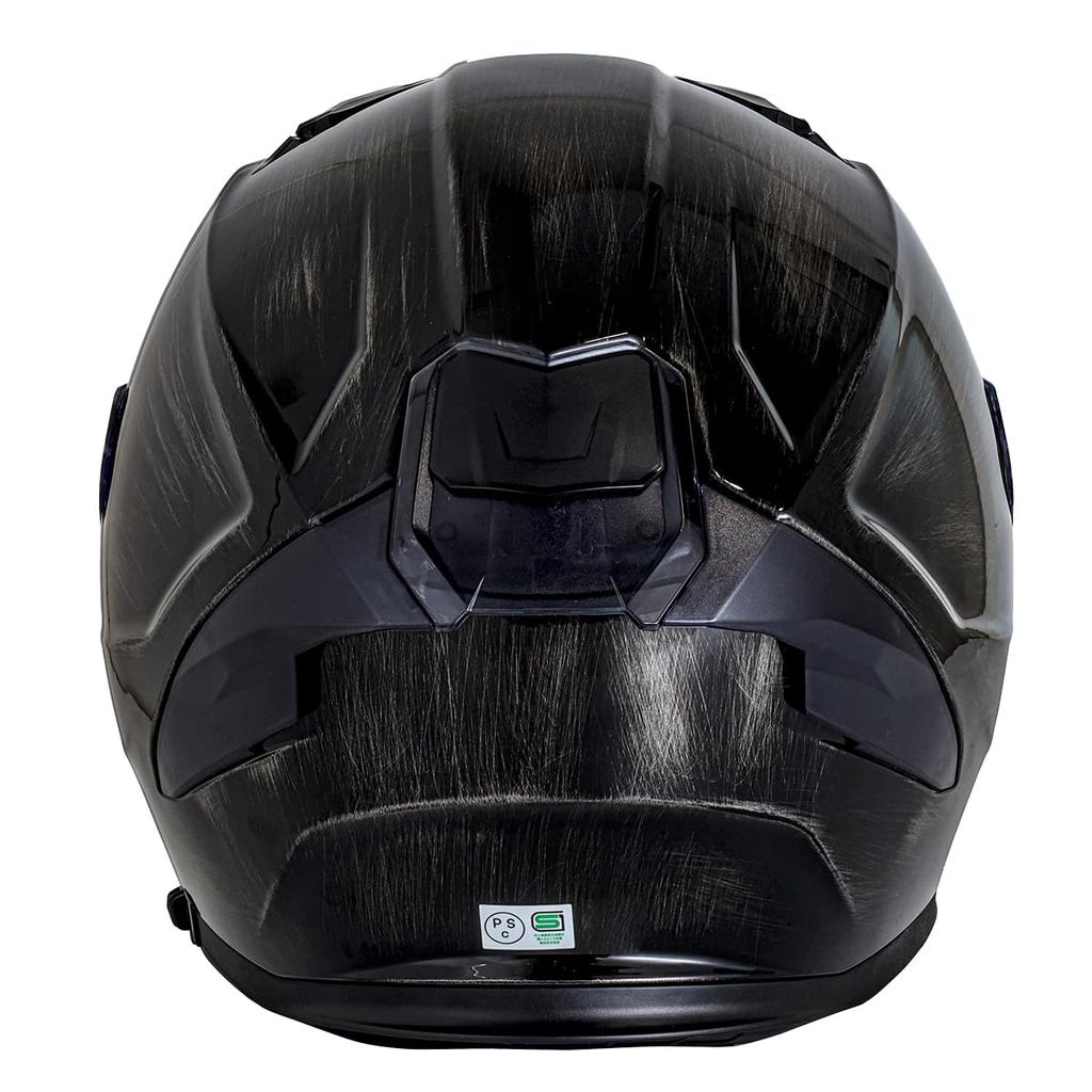 TEITO FF922 Hairline Scratch Black Motorcycle Full Face Helmet with Inner Visor SG Standard PSC Compatible with All Displacements XL Size