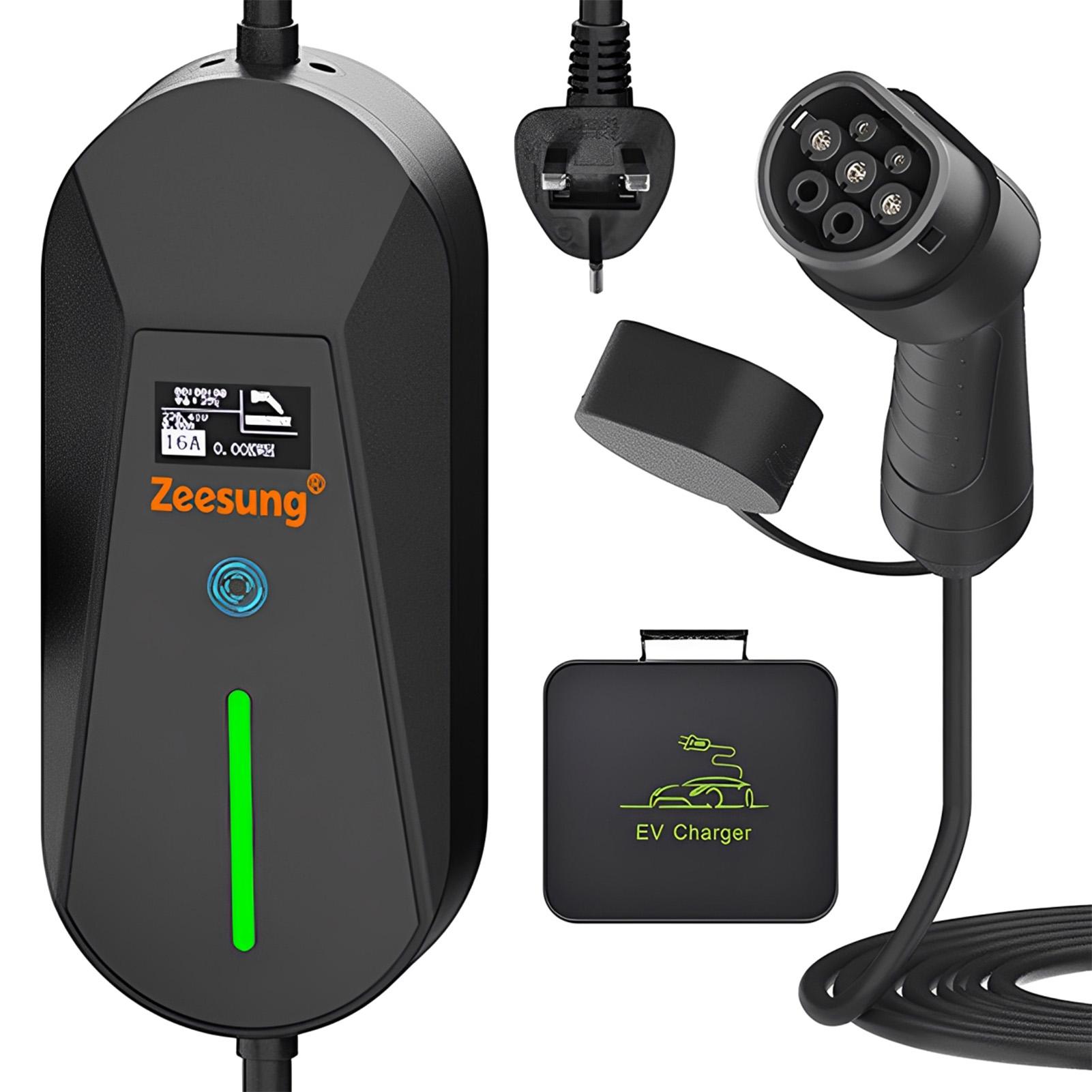 

13A 3KW Portable Type 2 IEC62196-2 EV Charger Electric Car Charger EVSE Charging Cable Wallbox UK Plug Type2 чорний