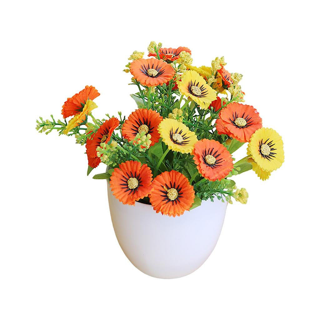 Artificial Money Chrysanthemum Plant Home Decor Faux Flower Pot Indoor Outdoor Decorative Arrangement Table Centerpiece Gift