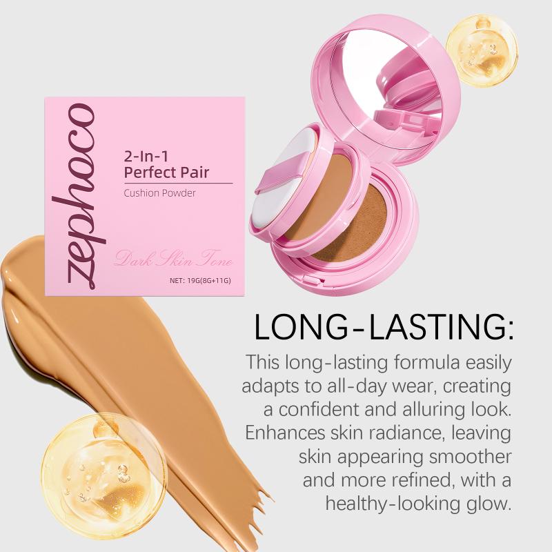 2 In 1 Pressed Powder Cushion Foundation Oil Control Matte Loose Setting Powder Deep Hydration Face Cushion Foundation