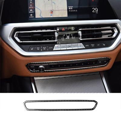 Karbon Fiber Araba CD Konsol Düğmesi İç Çerçeve Etiket Dekorasyon Aksesuarları BMW 3 Serisi Için G20 G28 325li 330d 335