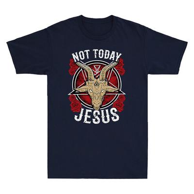 Not Today Jesus Goat Monster Satanism Cool Graphic Vintage Men's T Shirt Black Unisex T-Shirt