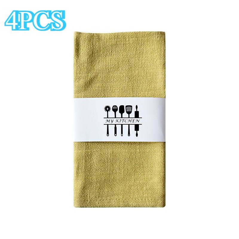 4PCS Rustic Cloth Napkins Cotton Linen Dinner Serviettes Solid Color Washable Table Napkins for Wedding Party Feast Home Decor