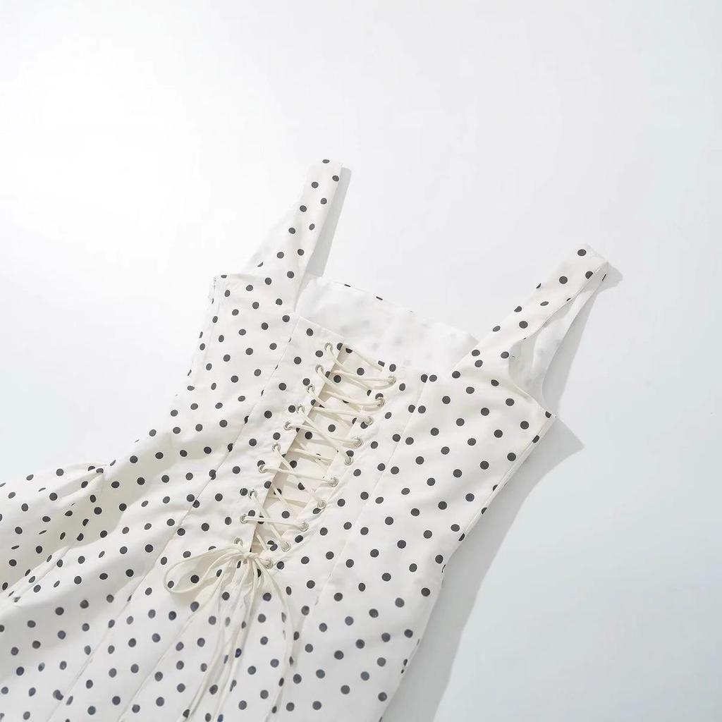 2024 Winter European & American Style Women's Fashion Waist-Hugging Bubble Slim Sling Dress