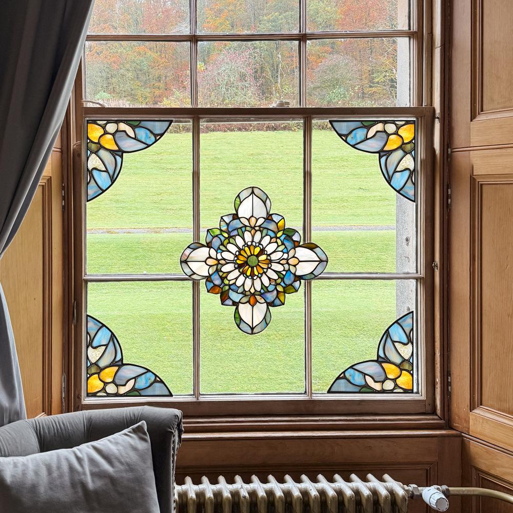 Colorful Window Film PVC Electrostatic Church Glass Decal Wall Sticker Art Mural Wallpaper for Home Decoration