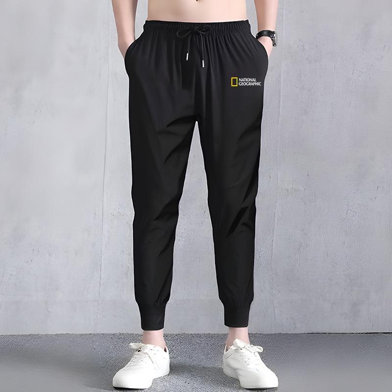 Straight ice silk pants boys nine-point trend drape casual trousers summer thin wide-leg trousers