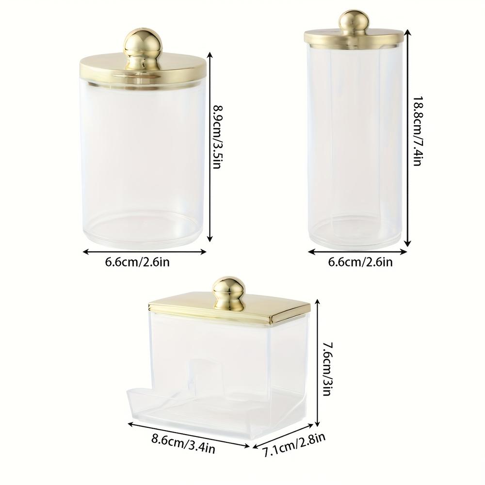 2/3 Pezzi Portacotton, Contenitori Organizzatori per Bagno per Make-up, Cotone Sferico/Bastoncini Cotone/Dischetti Cotone Rotondi/Filo Interdentale/Elastici per Capelli