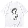 Grunge Anime Girl Print T Shirt Unisex Unisex Pure Cotton Short Sleeve Harajuku Streetwear Loose Dark Aesthetic Gothic Summer Tee