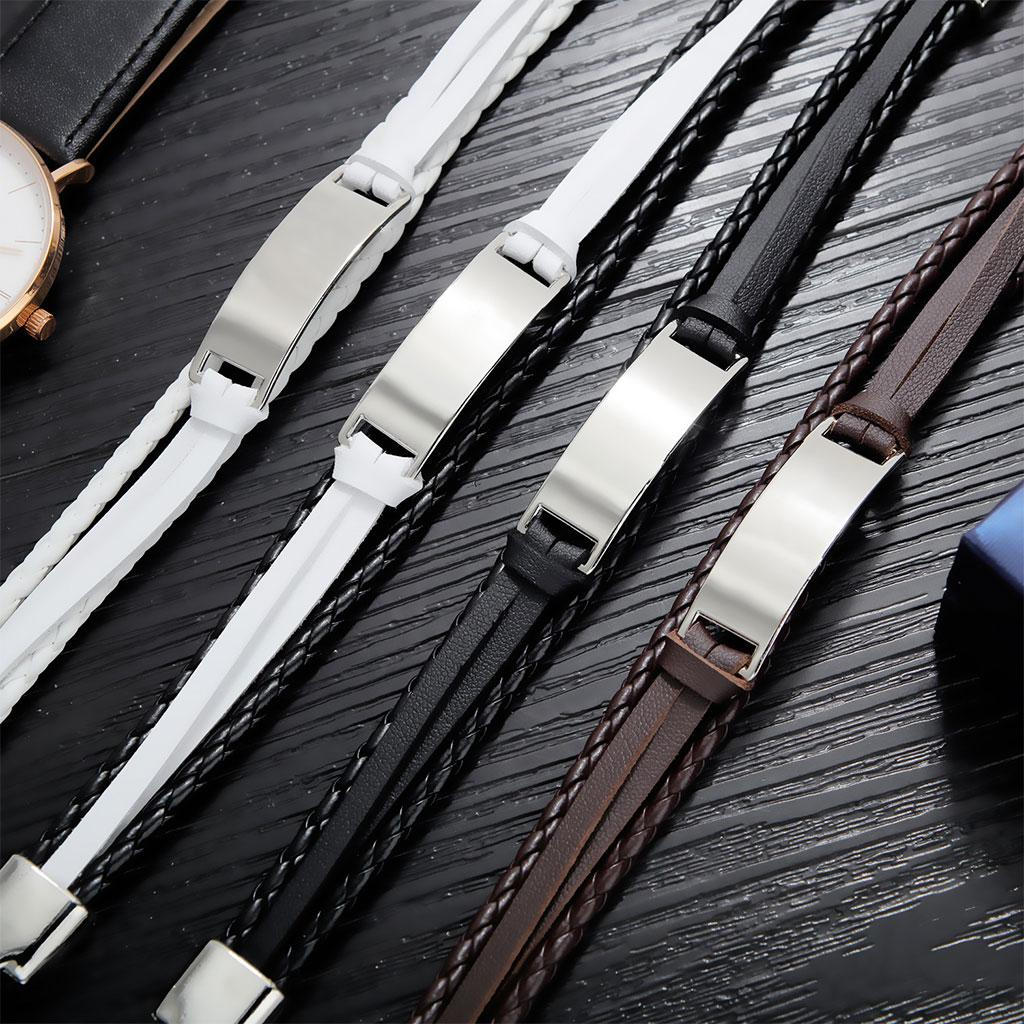 Bracelets Cuff Cord PU Leather Bangle Casual for Birthday Mens