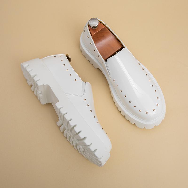 

Модные мужские классические лоферы Черные Белые Европейские Американские Повседневные На толстой подошве Удобные Дышащие Модные Кожаные туфли Размер 38-46 38 белый