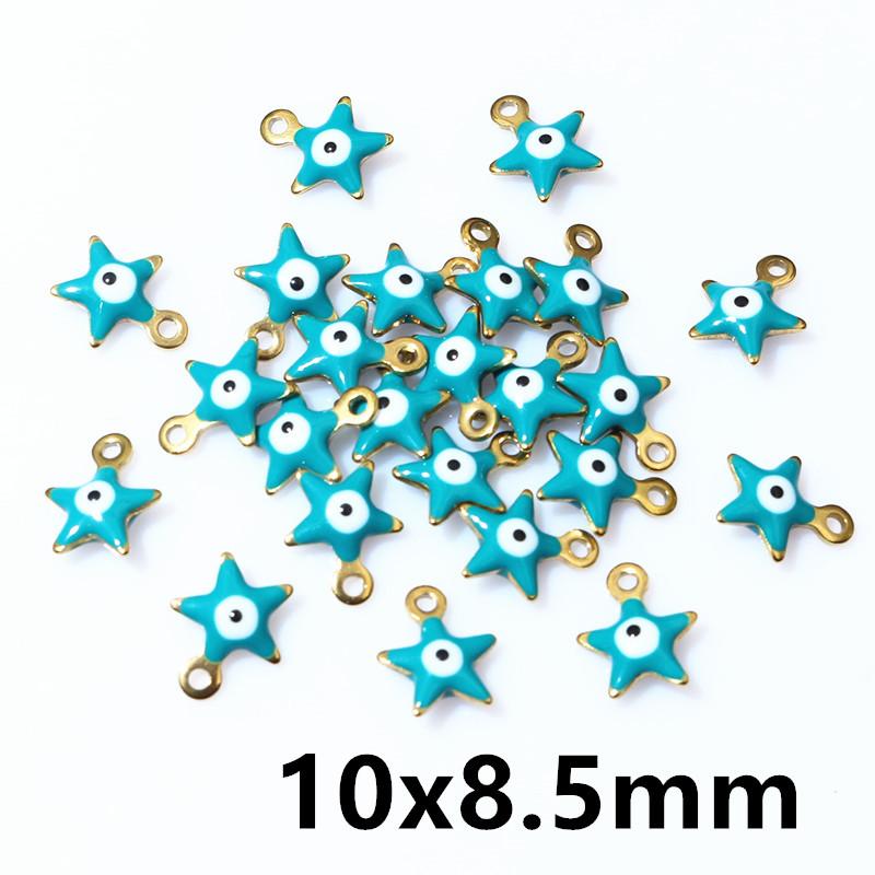 20pcs 10x8.5mm Enamel Evil Eyes Star Charms Pendant Stainless Steel DIY Jewelry Making Accessories Findings Bracelet Earrings